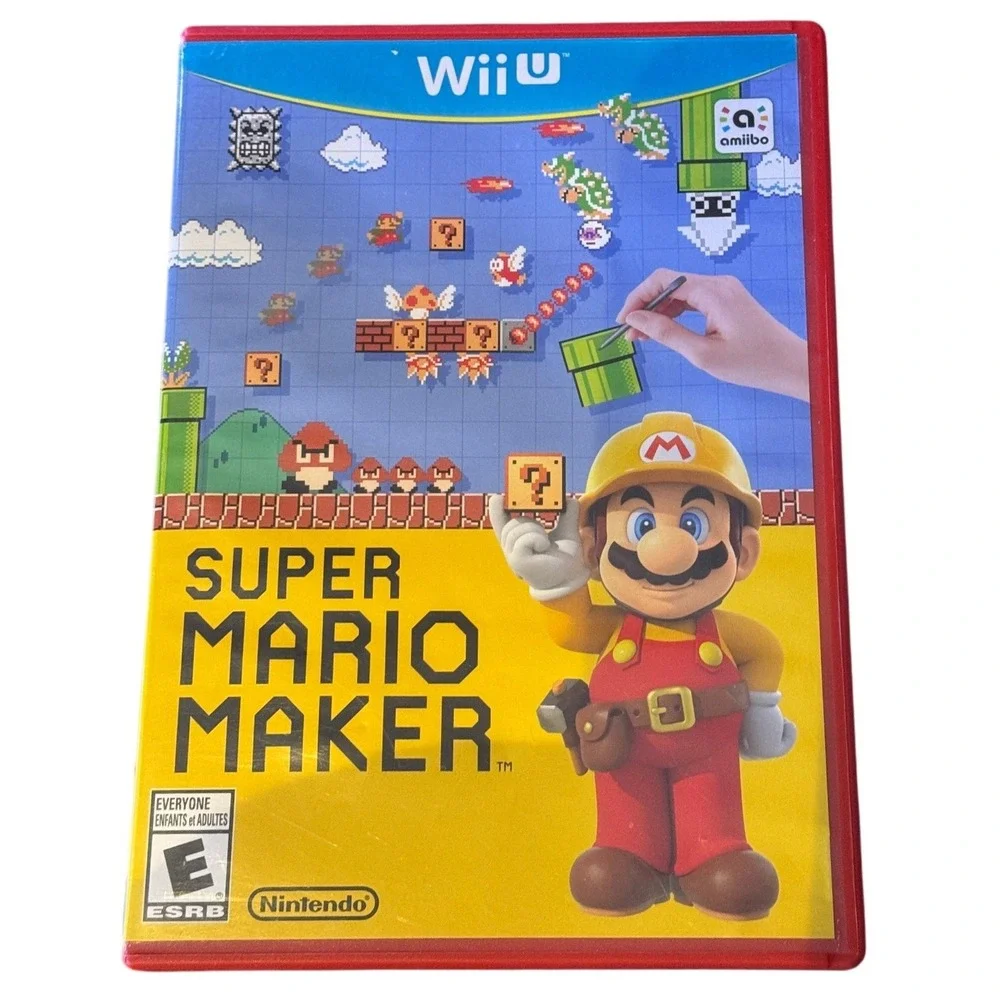 Super Mario Maker Nintendo Wii U Video Game Red Case 2015 Platformer